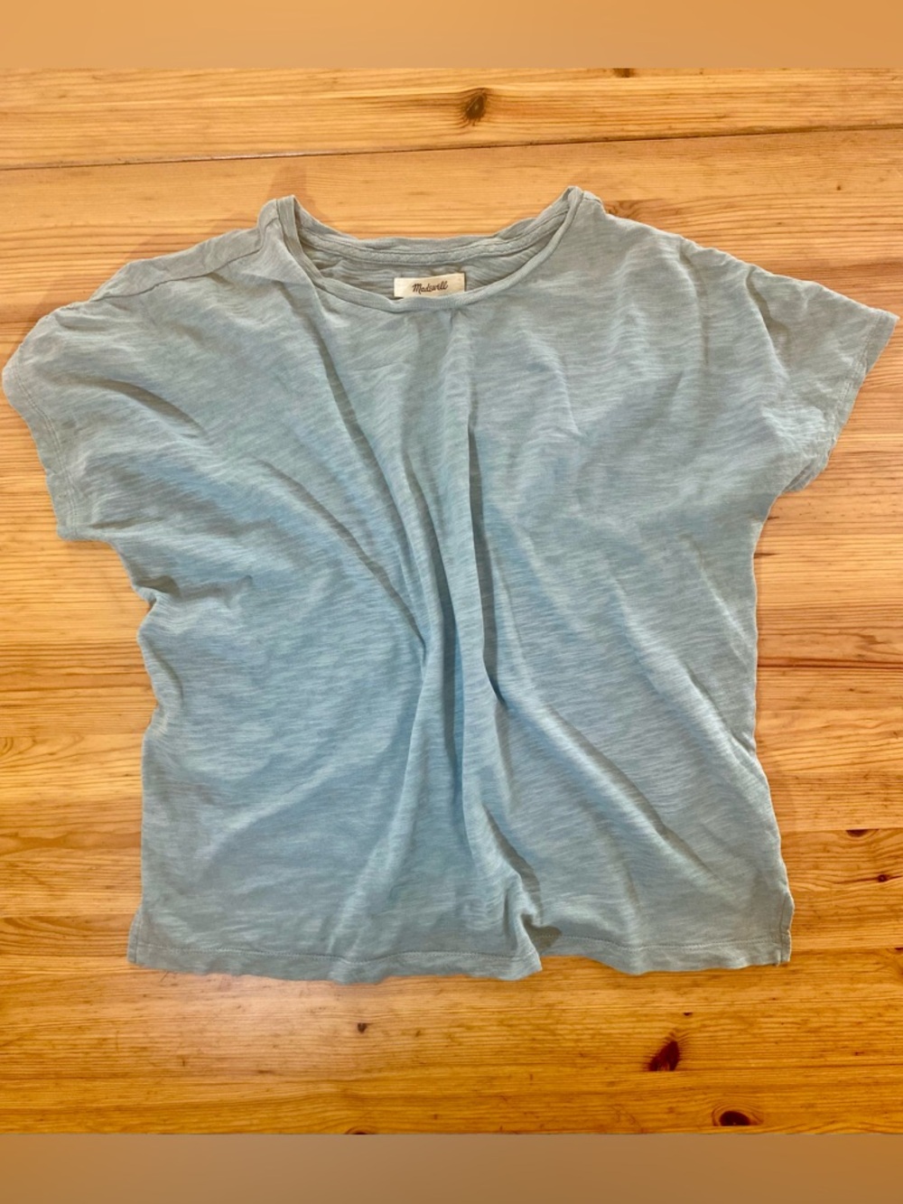 Madewell Dolman-Sleeve Boxy Crewneck Tee in Slub Pale Eucalyptus Size Medium - Picture 6 of 13